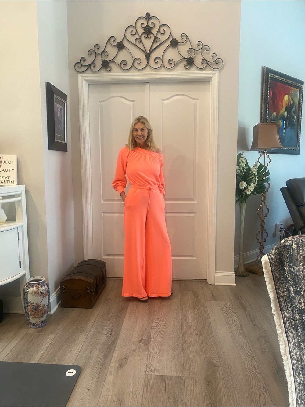 Free people movement Off-Shoulder Jumpsuit in high vis orange